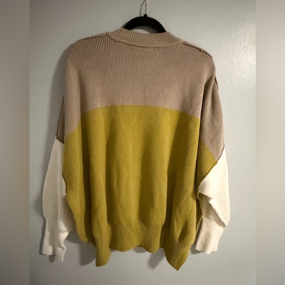 Free People Off-the-Shoulder Sweater in Tan, Yellow, and Cream - Picture 6 of 7